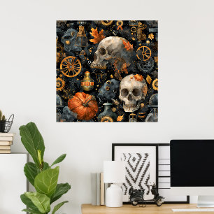 Steampunk Halloween Art Poster