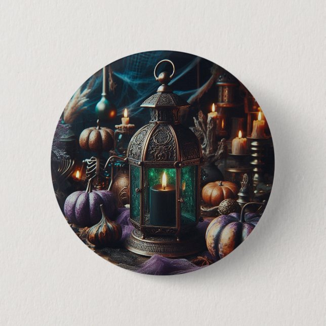 Steampunk Halloween Clockwork Black Lantern 6 Cm Round Badge (Front)