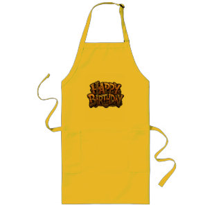Steampunk happy birthday lettering long apron