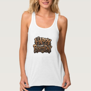Steampunk happy birthday lettering singlet