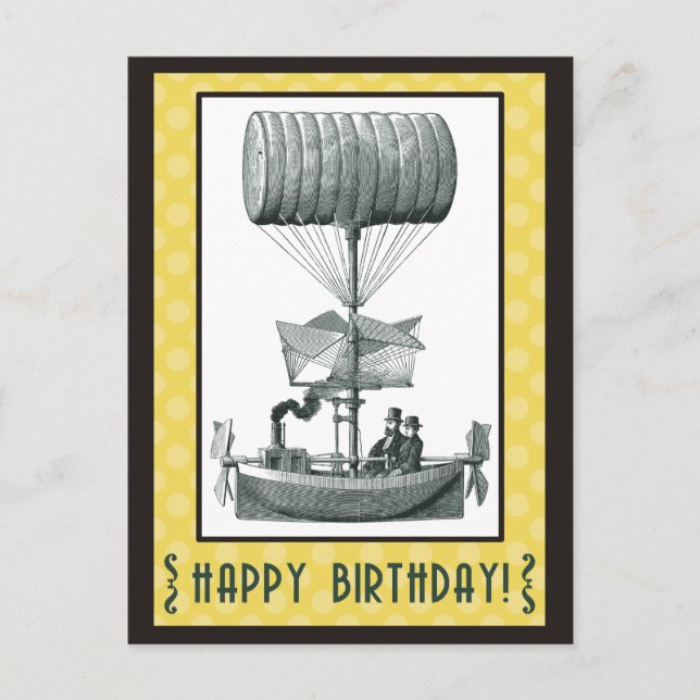 Steampunk Happy Birthday Postcard (Front)