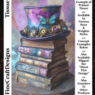 Steampunk Hat & Fantasy Books CZ5L Decoupage Tissue Paper