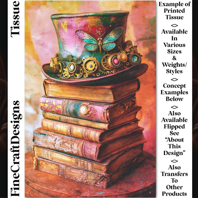 Steampunk Hat & Fantasy Books CZ6L Decoupage  Tissue Paper (Creator Uploaded)