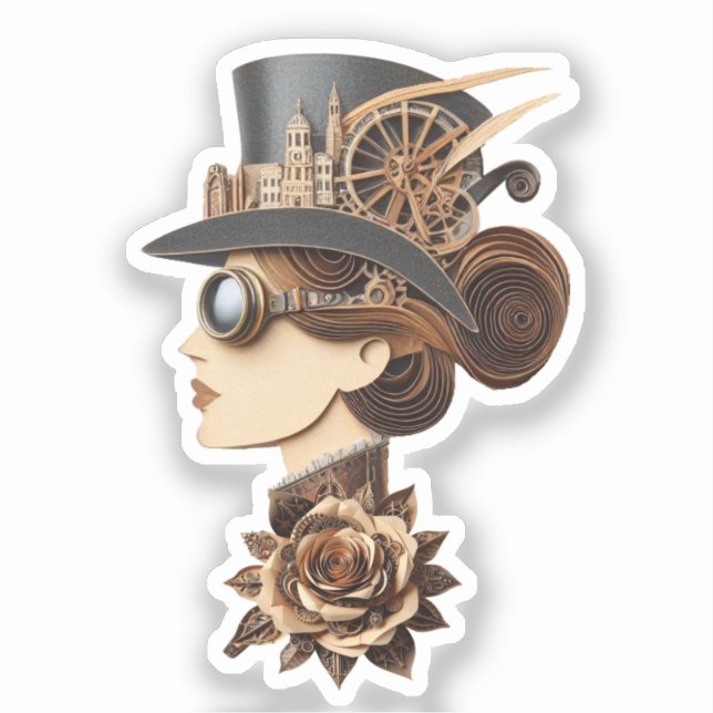 Steampunk hat womans face modern art  (Front)