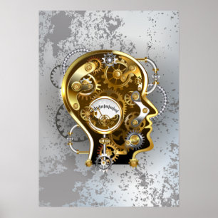 Steampunk head with manometer poster