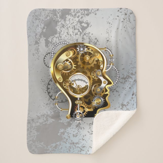 Steampunk head with manometer sherpa blanket (Front)