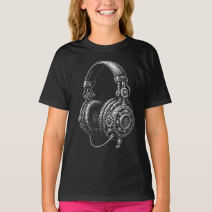 Steampunk Headphones Sketch T-Shirt