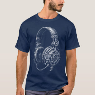 Steampunk Headphones Sketch T-Shirt