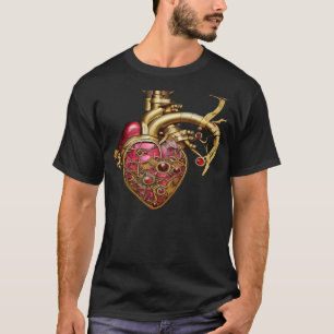 Steampunk Heart Anatomical Rubies and Gears T-Shirt
