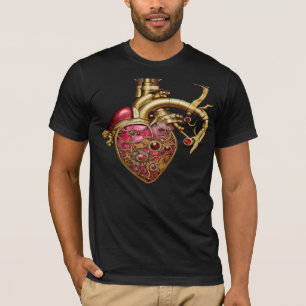 Steampunk Heart Anatomical Rubies and Gears T-Shirt