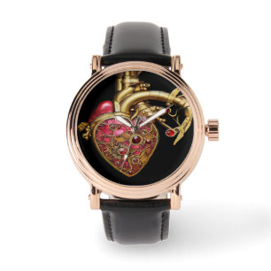 Steampunk Heart Anatomical Rubies and Gears Watch