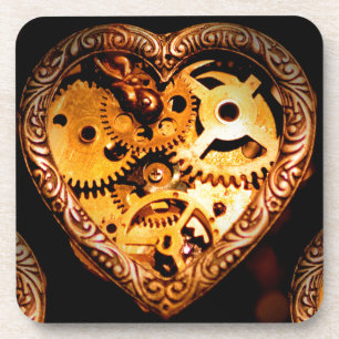 steampunk heart coaster