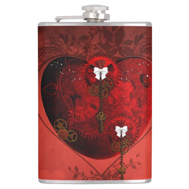 Steampunk heart hip flask (Front)