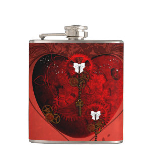 Steampunk heart hip flask