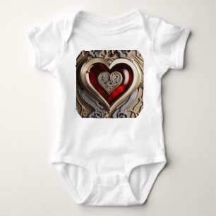 Steampunk Heart – Intricate Mechanical Love  Baby Bodysuit