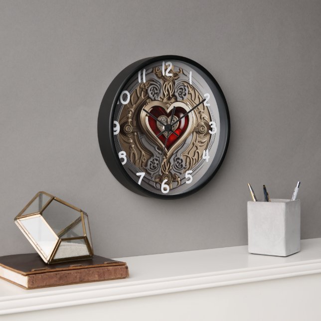 Steampunk Heart – Intricate Mechanical Love  Clock (Office)