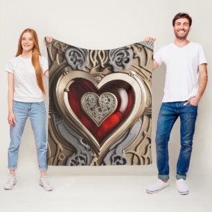 Steampunk Heart – Intricate Mechanical Love  Fleece Blanket