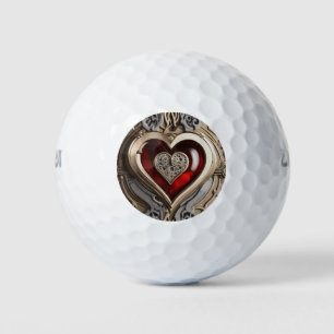 Steampunk Heart – Intricate Mechanical Love  Golf Balls