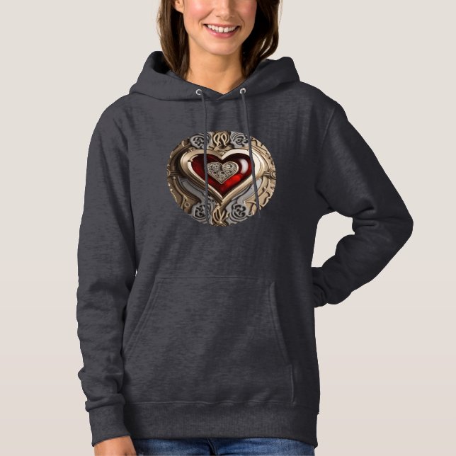 Steampunk Heart – Intricate Mechanical Love  Hoodie (Front)