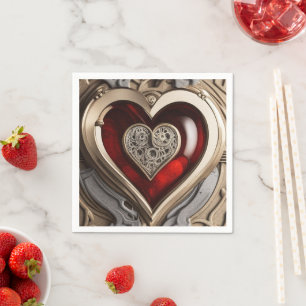 Steampunk Heart – Intricate Mechanical Love  Napkin