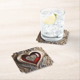 Steampunk Heart – Intricate Mechanical Love Paper Coaster