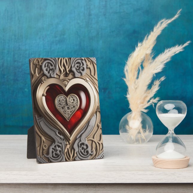 Steampunk Heart – Intricate Mechanical Love  Plaque (Side)
