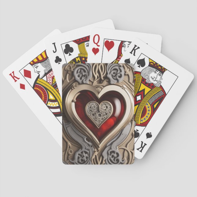 Steampunk Heart – Intricate Mechanical Love  Playing Cards (Back)