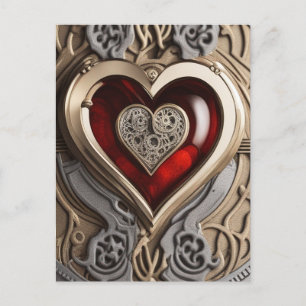 Steampunk Heart – Intricate Mechanical Love  Postcard