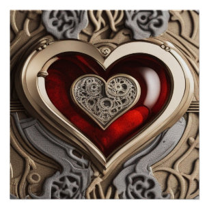 Steampunk Heart – Intricate Mechanical Love Poster