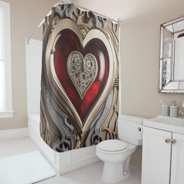 Steampunk Heart – Intricate Mechanical Love  Shower Curtain (In Situ)