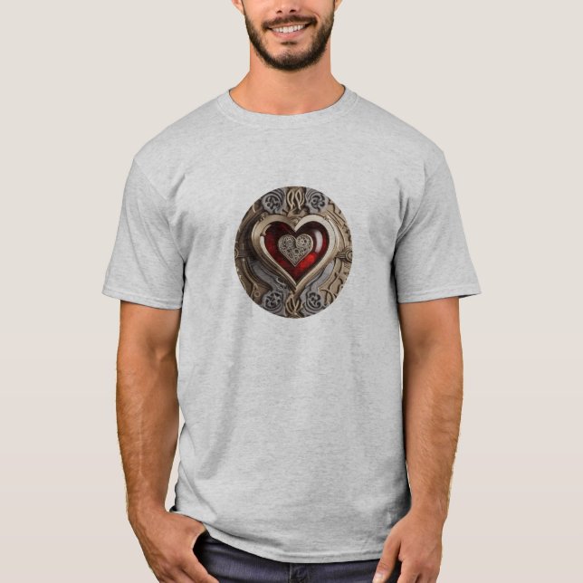Steampunk Heart – Intricate Mechanical Love  T-Shirt (Front)