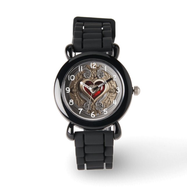 Steampunk Heart – Intricate Mechanical Love  Watch (Front)