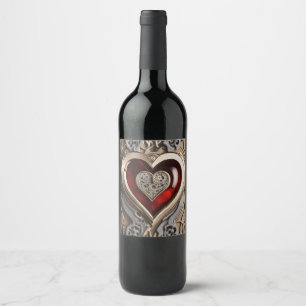 Steampunk Heart – Intricate Mechanical Love Wine Label