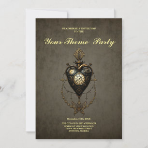 Steampunk heart, invitation