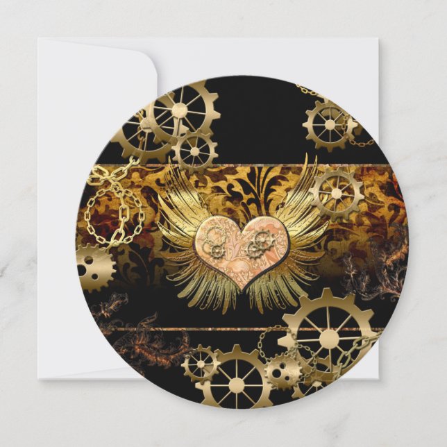 Steampunk heart invitation (Front)