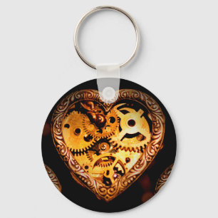 steampunk heart key ring