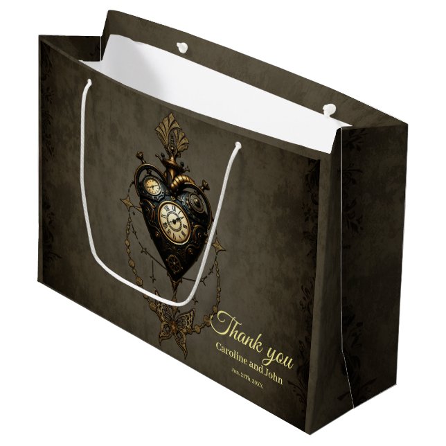 Steampunk heart,  large gift bag (Front Angled)