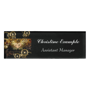 Steampunk heart name tag