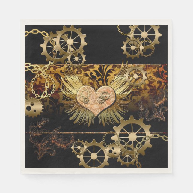 Steampunk heart napkin (Front)