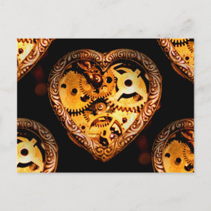 steampunk heart postcard