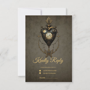 Steampunk heart,  RSVP card