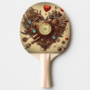 Steampunk heart/valentine's day  ping pong paddle
