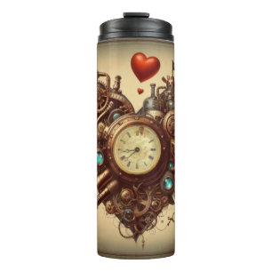 Steampunk heart/valentine's day thermal tumbler