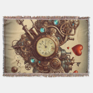 Steampunk heart/valentine's day throw blanket