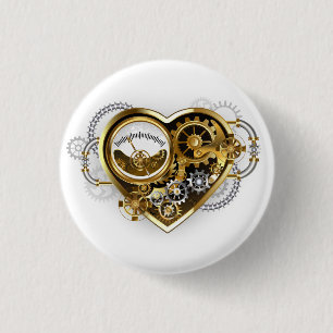 Steampunk Heart with a Manometer 3 Cm Round Badge