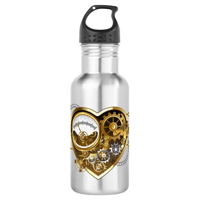 Steampunk Heart with a Manometer 710 Ml Water Bottle (Front)