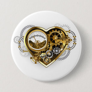 Steampunk Heart with a Manometer 7.5 Cm Round Badge