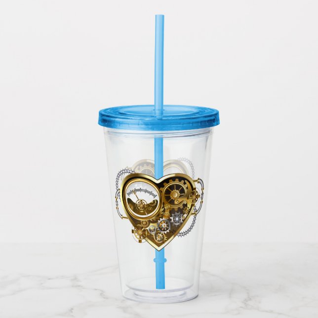 Steampunk Heart with a Manometer Acrylic Tumbler (Front)