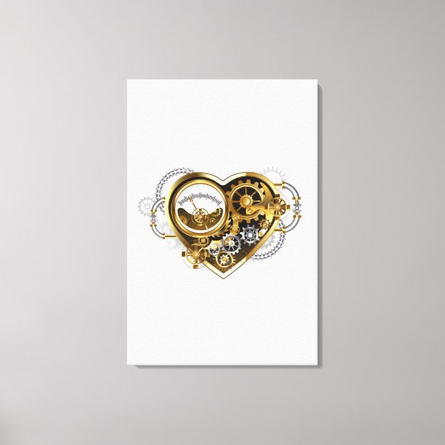 Steampunk Heart with a Manometer Canvas Print (Front)