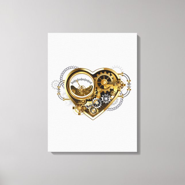 Steampunk Heart with a Manometer Canvas Print (Front)